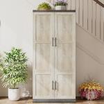 Large Farmhouse Wardrobe with Hanging Rod and Shelves