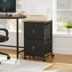 Rolling File Cabinet with 2 Drawers - Black/Brown