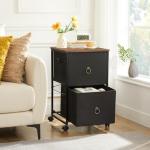 Rolling File Cabinet with 2 Drawers - Black/Brown