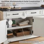 66" Off White Buffet Sideboard with Storage Drawers