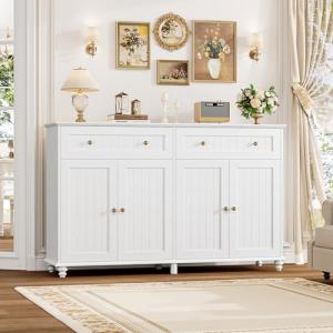 Stylish White Buffet Cabinet with Storage Solutions