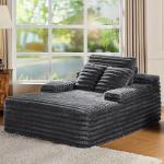 53-Inch Grey Upholstered Chaise Lounge Chair