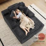 53-Inch Grey Upholstered Chaise Lounge Chair