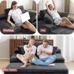 53-Inch Grey Upholstered Chaise Lounge Chair