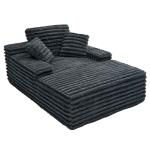 53-Inch Grey Upholstered Chaise Lounge Chair