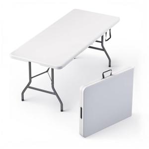 Foldable 6-Foot Table with Steel Legs and Handle