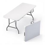 Foldable 6-Foot Table with Steel Legs and Handle