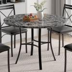 VECELO 36" Round Faux Marble Dining Table