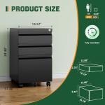 Letaya Black 3-Drawer Mobile File Cabinet