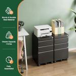 Letaya Black 3-Drawer Mobile File Cabinet
