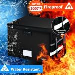 Lockable Fireproof Document Organizer Box - Black