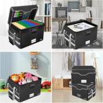 Fireproof File Box with Lock and Mesh Pockets