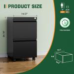 Black Rolling File Cabinet with Lock and 2 Drawers