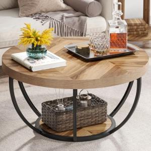 Tribesigns 31.7" Round Industrial Coffee Table