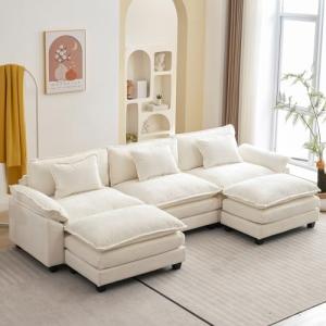 Comfy Modular Chenille Sectional Sofa with Ottoman