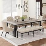 Industrial Wood Dining Table for 6-8 People