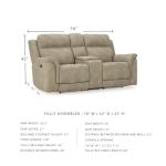 Beige Power Reclining Loveseat with Console & Headrest