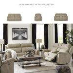 Beige Power Reclining Loveseat with Console & Headrest