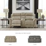 Beige Power Reclining Loveseat with Console & Headrest