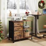 Rustic Mobile File Cabinet with Open Storage Shelf