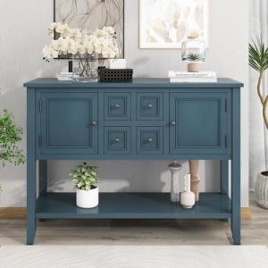 Light Navy Vintage Sideboard Buffet Cabinet