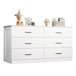 Modern White 6-Drawer Wood Dresser for Bedroom