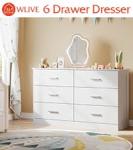 Modern White 6-Drawer Wood Dresser for Bedroom