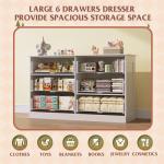 Modern White 6-Drawer Wood Dresser for Bedroom