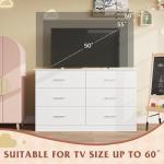 Modern White 6-Drawer Wood Dresser for Bedroom