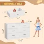 Modern White 6-Drawer Wood Dresser for Bedroom
