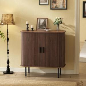 Walnut Buffet Sideboard with Sliding Doors