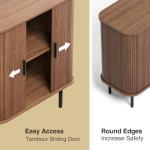 Walnut Buffet Sideboard with Sliding Doors