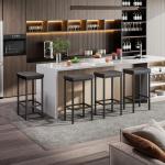 Set of 2 Black Counter Height Bar Stools