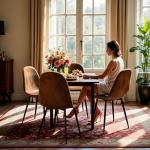 Mid-Century Modern Upholstered Dining Chairs Set of 4