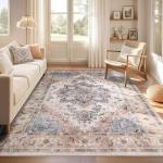 Boho Vintage 8x10 Washable Area Rug - Camel