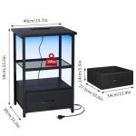 Fixwal LED Charging Nightstand with Fabric Drawers