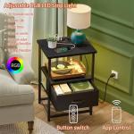 Fixwal LED Charging Nightstand with Fabric Drawers