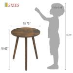 AWASEN Rustic Round Side Table for Small Spaces