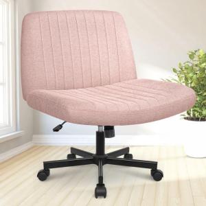 Modern Pink Ergonomic Swivel Chair with Wheels