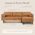 Cognac Tan Leather Right-Facing Sectional Sofa