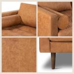 Cognac Tan Leather Right-Facing Sectional Sofa