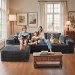 Plush Gray L-Shaped Cloud Sectional Couch