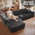 Plush Gray L-Shaped Cloud Sectional Couch