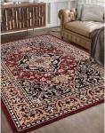 Elegant Red Medallion Indoor Area Rug, 5' x 8