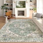 Sage Green Washable Area Rug 8x10