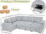 LUSPAZ 122" U-Shape Sofa with USB Ports