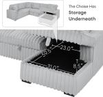 LUSPAZ 122" U-Shape Sofa with USB Ports