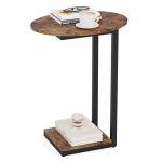 Rustic Brown C-Shaped Side Table for Small Spaces