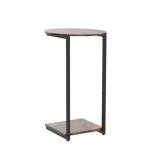 Rustic Brown C-Shaped Side Table for Small Spaces