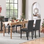 Set of 4 Dark Grey Upholstered Dining Chairs